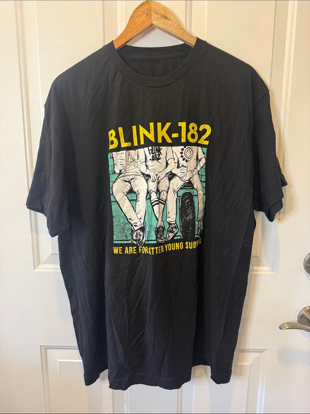 Blink 182 Black Graphic Band Tee - Yellow & Teal Print